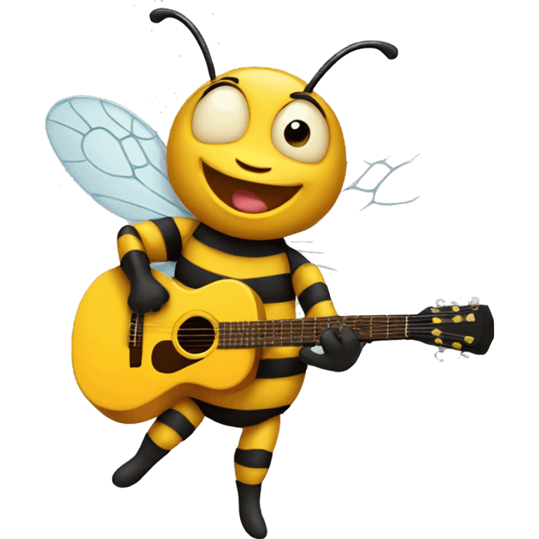 Bee playing a guitar emoji