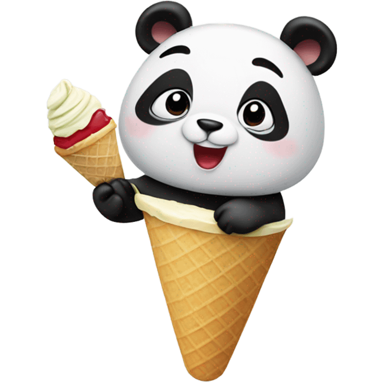 Panda eating ice cream emoji