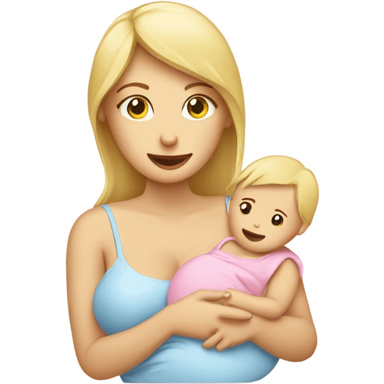 blonde woman breast feeding baby. pink emoji