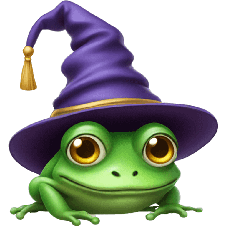 Wise old frog in a wizard hat emoji