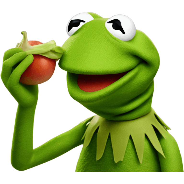 Kermit the frog eating Kermit the frog. emoji