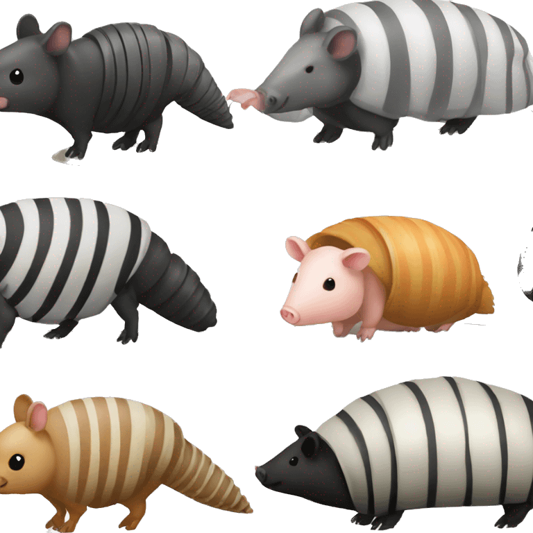 Black and white armadillo pig panda centipede armadillo  emoji