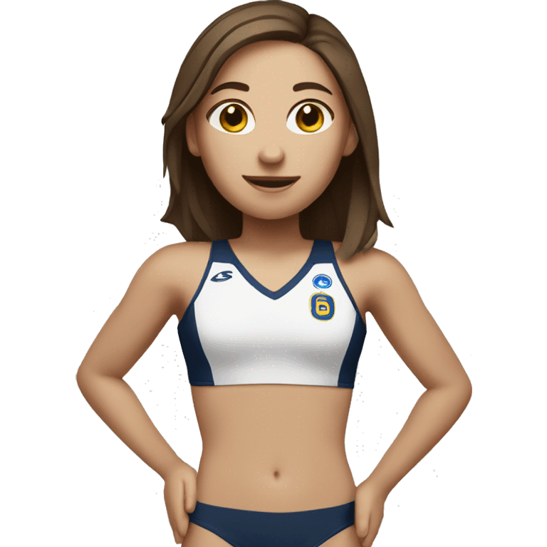 Girl with white skin and brown hair playing volleyball emoji