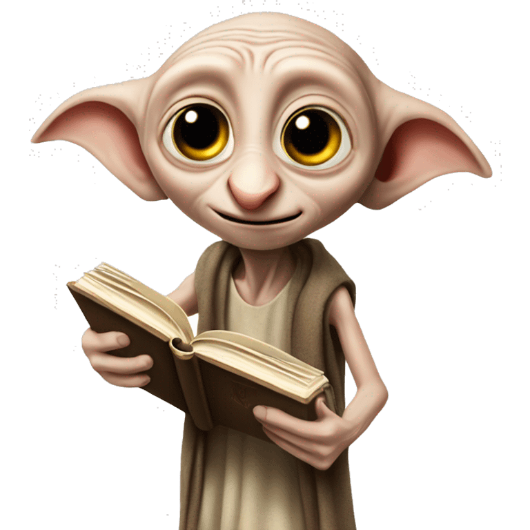 Dobby holds a book in his hand emoji