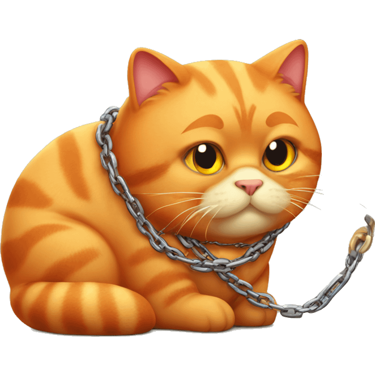 fat red cat with chain emoji