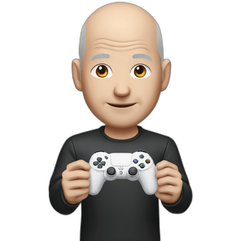 Steve job no hair holding ps5 controller emoji