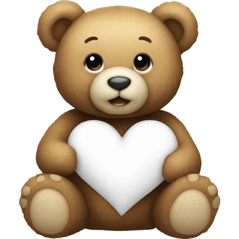 Teddy bear with a white heart emoji