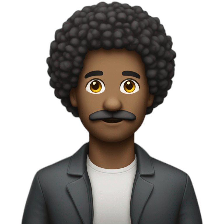 full body afro man with moustache emoji