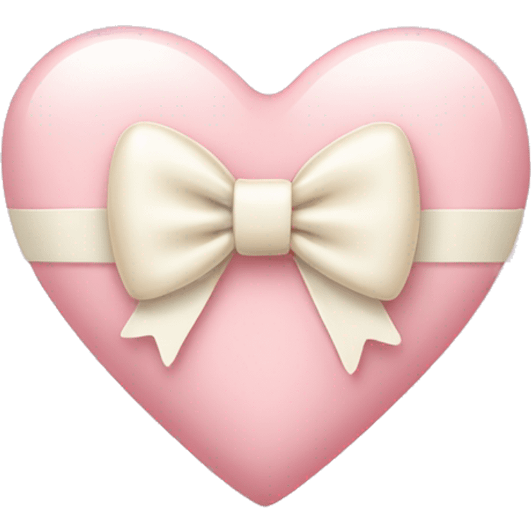 light pink heart with cream bow emoji