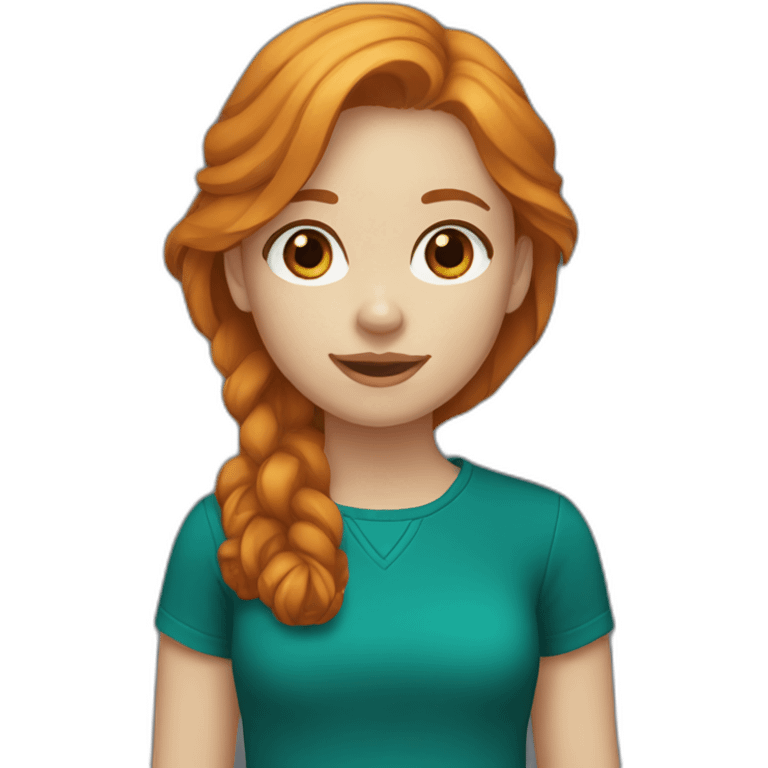 ginger-girl-with-brown-eyes-wearing-teal-and-a-black-labrador emoji