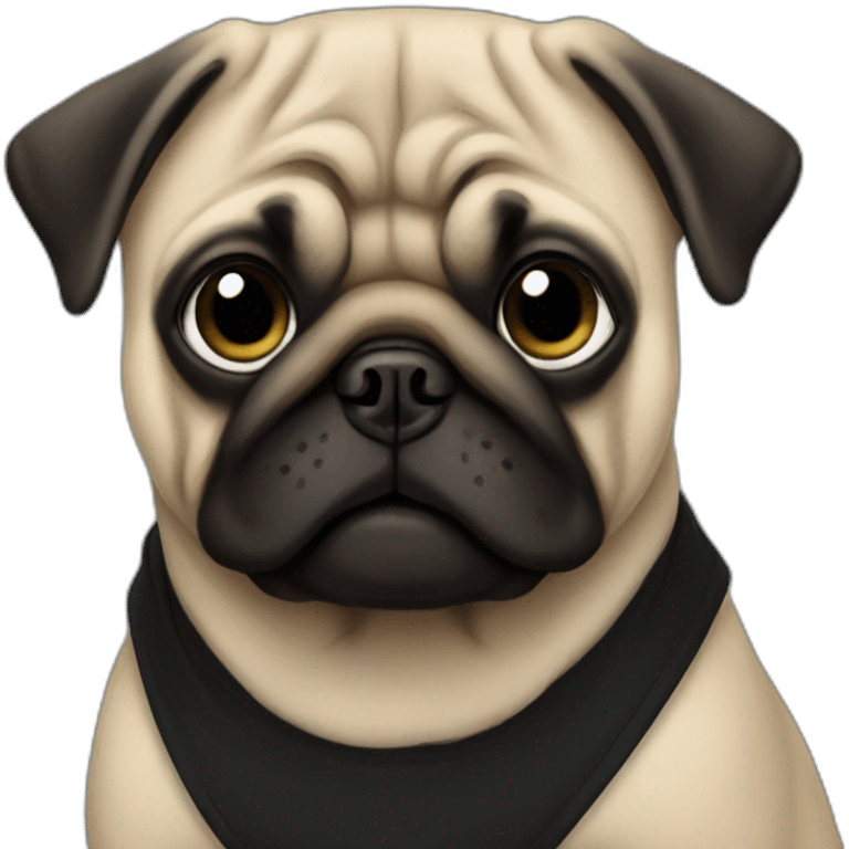 pug wearing a black t-shirt emoji