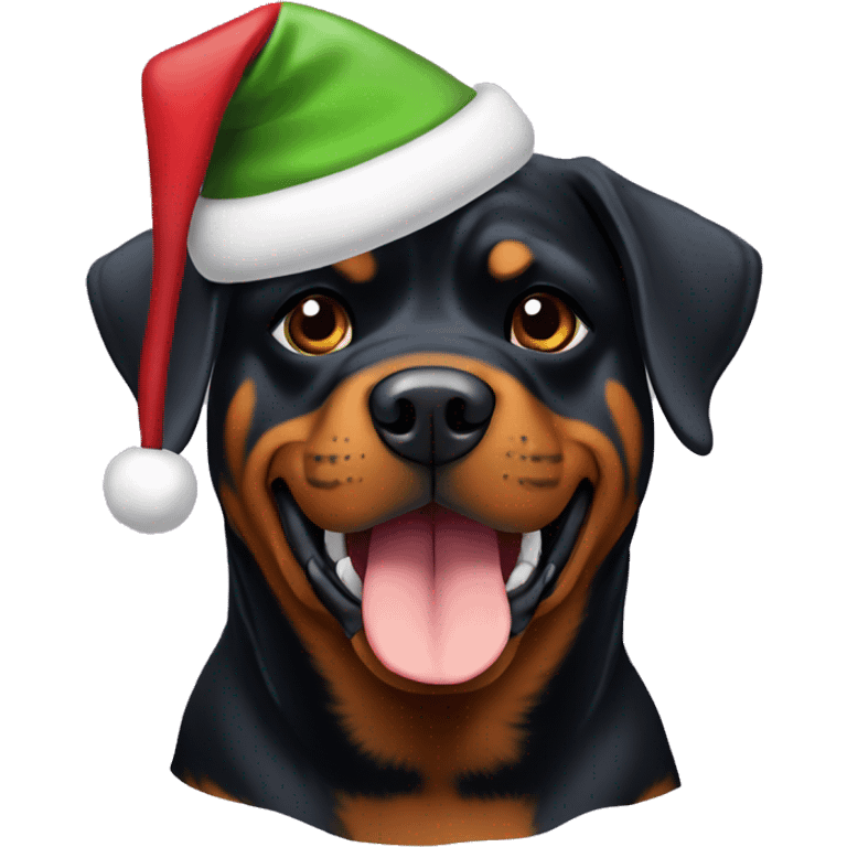 Rottweiler with Christmas hat emoji