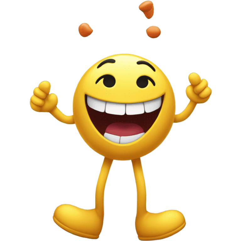 Candy with very open mouth, very happy, with arms and legs, insane and crazy emoji