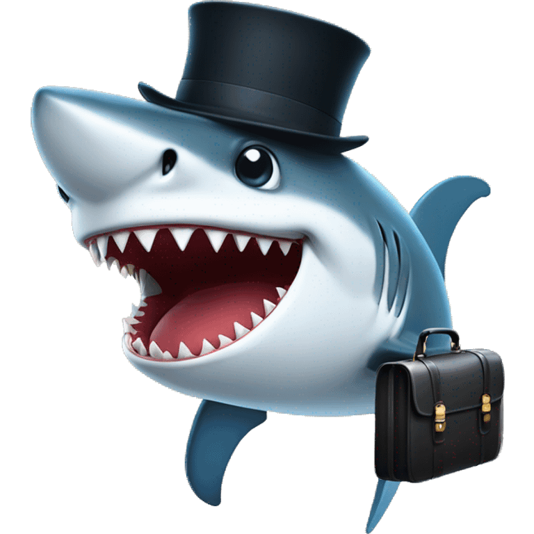 Shark with a briefcase and top hat emoji