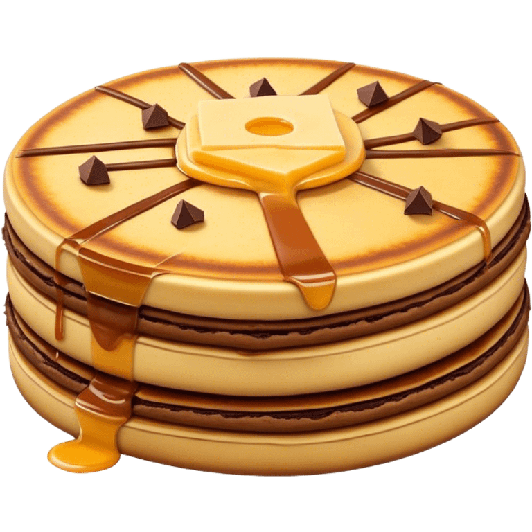 Cinematic Realistic Martabak Manis Dessert Emoji, depicted as a thick, sweet pancake filled with chocolate, cheese, and condensed milk rendered with detailed textures and vibrant, indulgent lighting. emoji