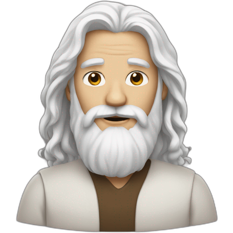 Man long white hair, brown beard emoji