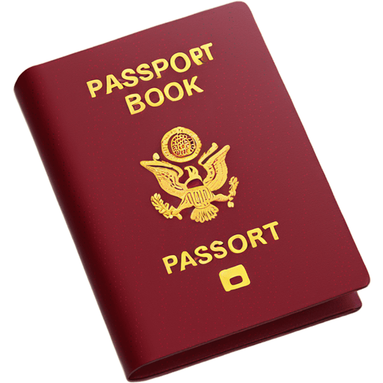 Red passport book with “PASSPORT” written on the front cover emoji