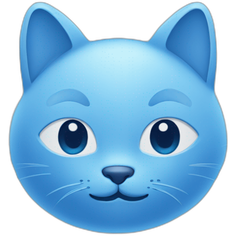 Blue simplistic sketch of a cute cat face emoji