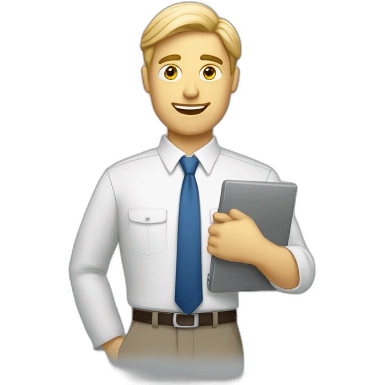 White men working in sales with pc emoji