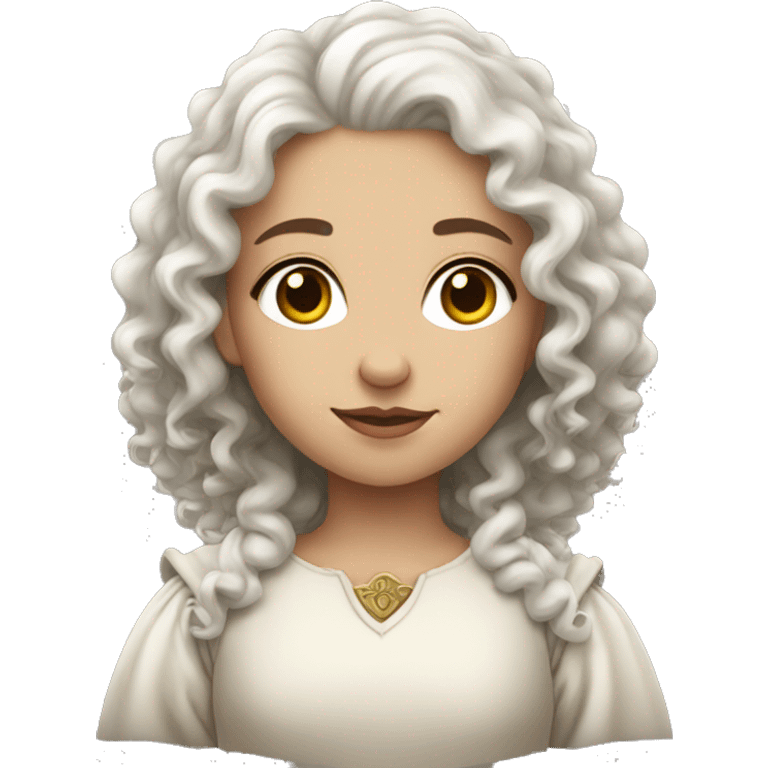 White Medieval beautiful girl with curly hair emoji