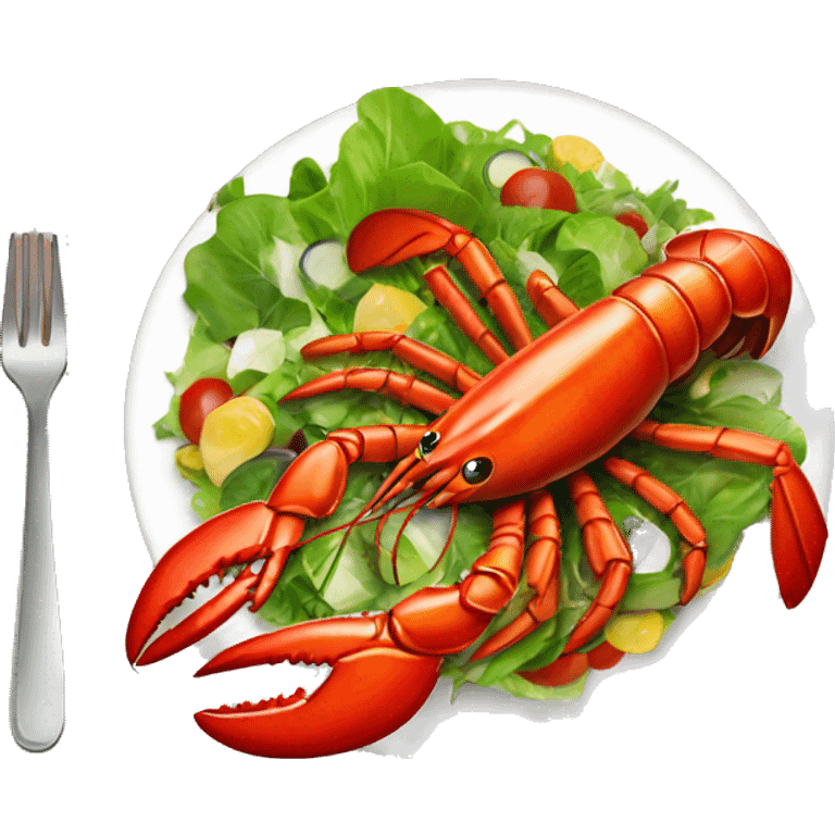 a lobster eating a salad emoji