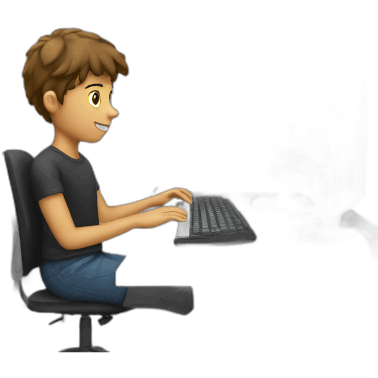 student typing on computer emoji