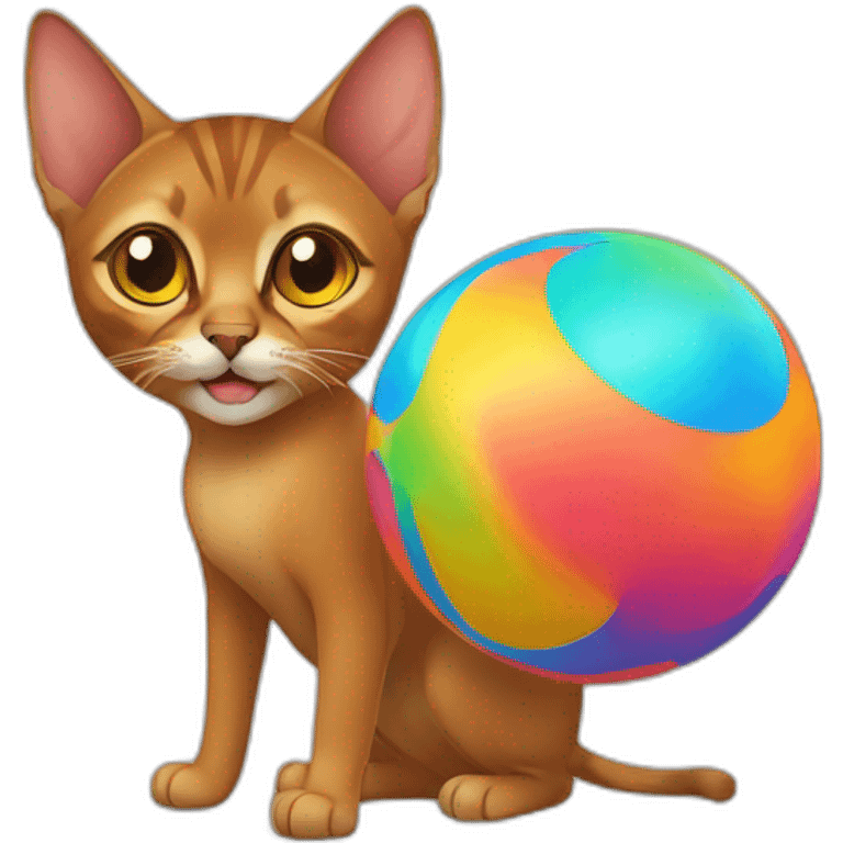 Abyssinian cat play colorful ball emoji