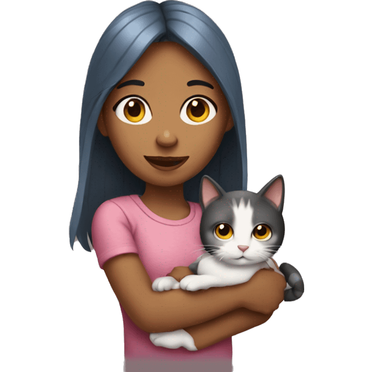 Girl holding cat emoji