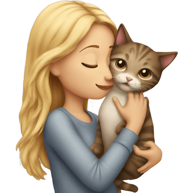 girl kissing cat emoji