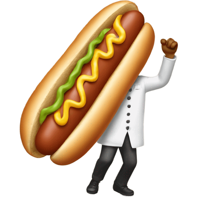 A hotdog dancing emoji