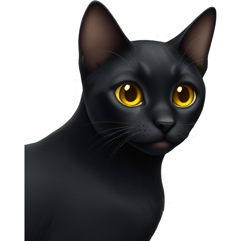 Cute black cat with yellow eyes emoji