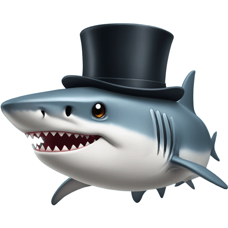 Shark with a top hat emoji