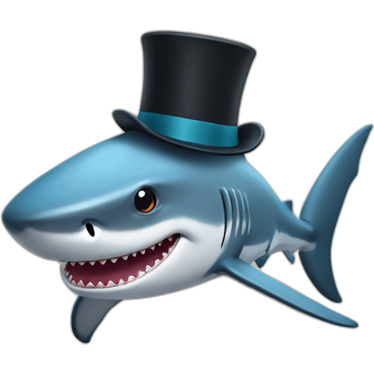 Shark with a top hat emoji