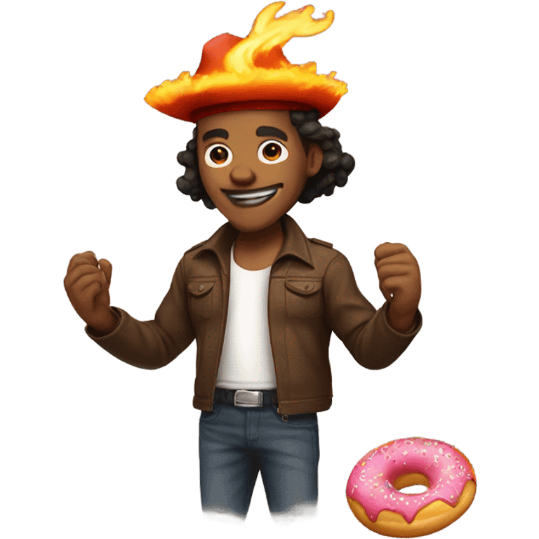 Ace from one piece with a donut for a body emoji