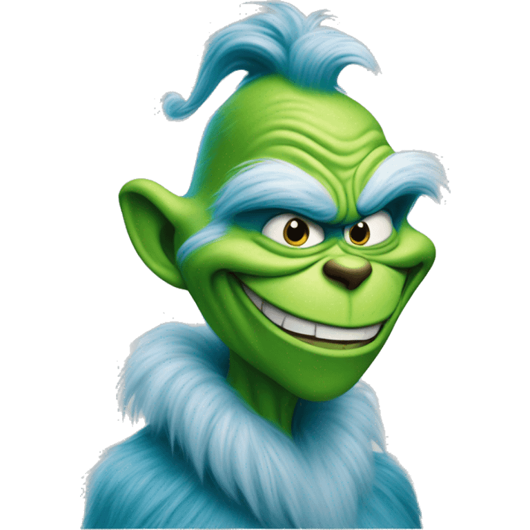 Blue grinch grinning very wide emoji