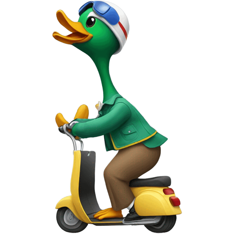 Duck riding a scooter emoji