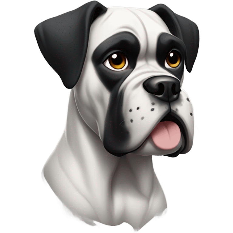 Dog boxer black and white emoji