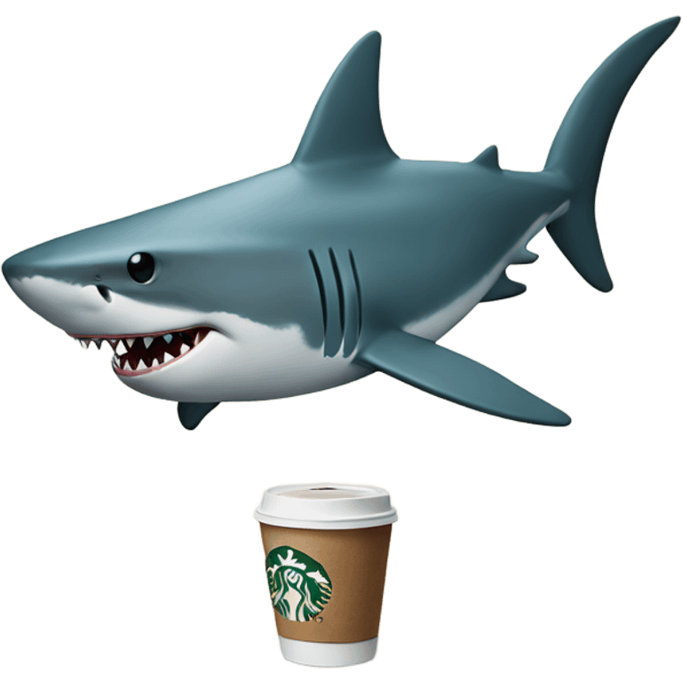 Shark with starbucks emoji