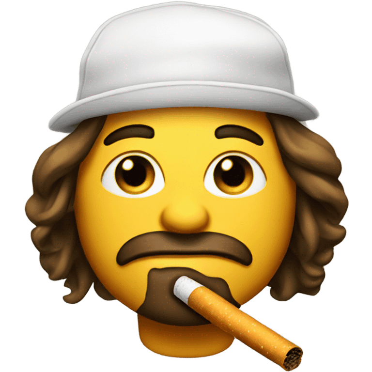 Emoji with long hair and hat backwards with cigarette  emoji