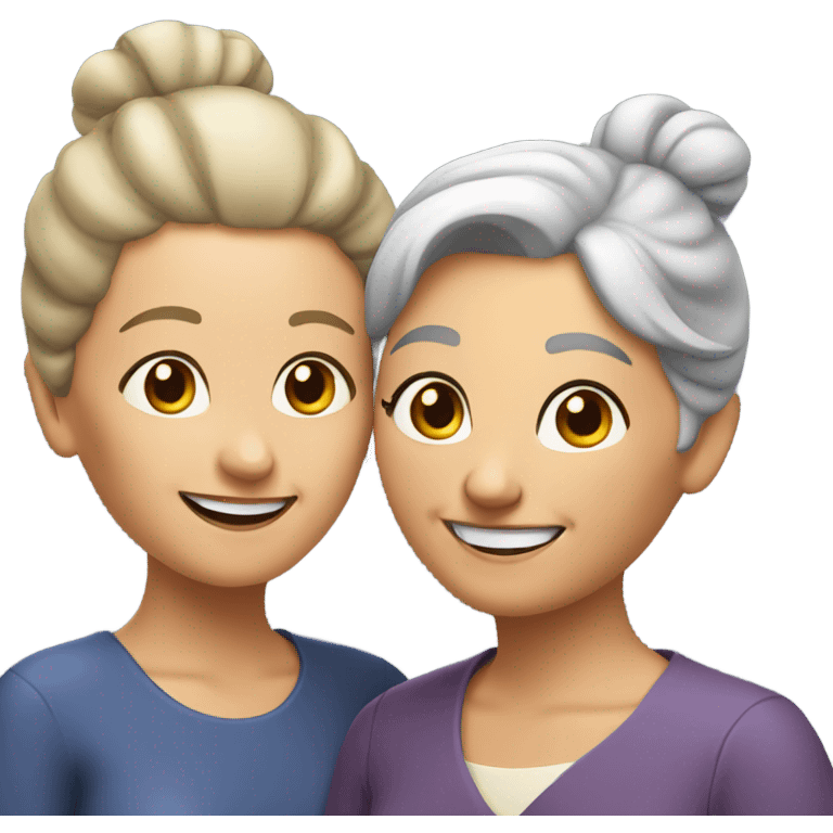 smiling elderly woman with bun younger emoji