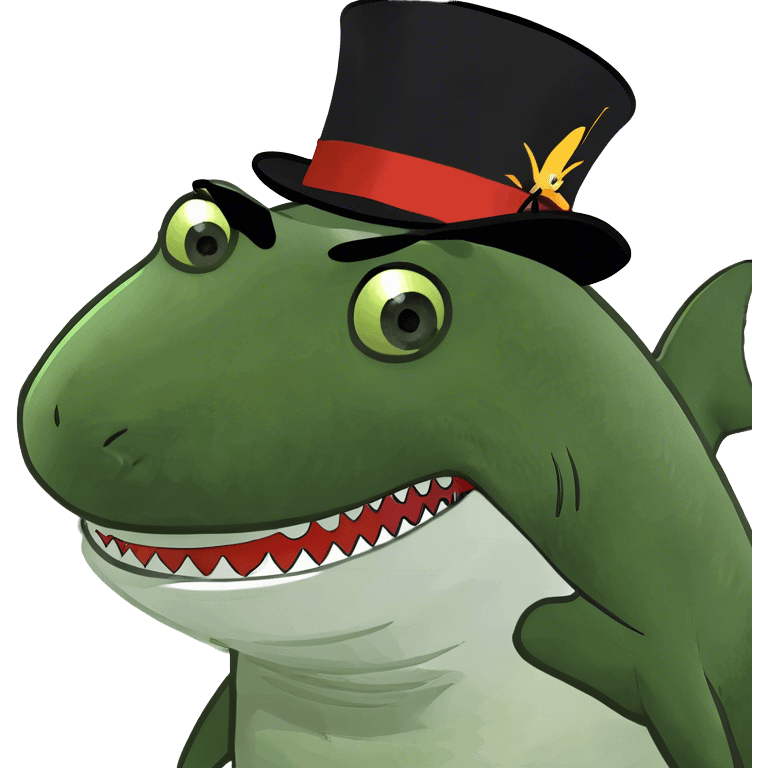 Shark with a top hat emoji