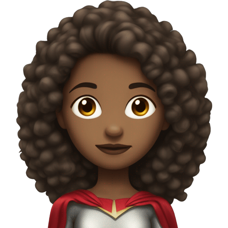 superhero, child, girl, long hair, afro brown hair, brown eyes, Hispanic, freckles   emoji