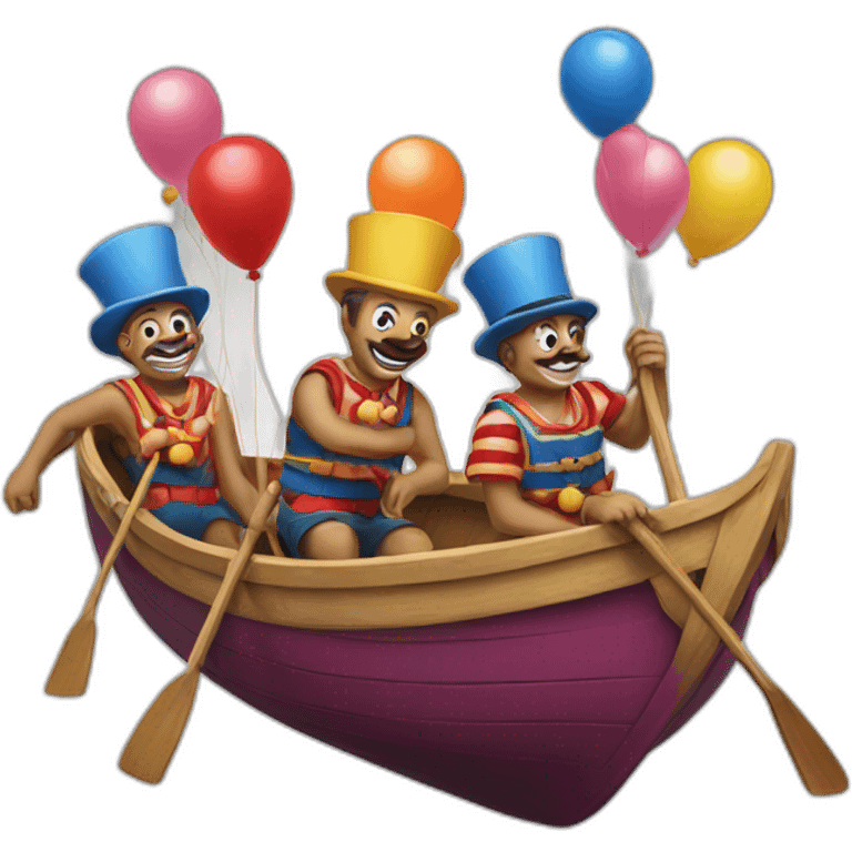 Rowboat manned with clowns emoji