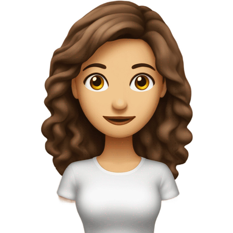 Una chica con pelo ondulado café, de piel morena y ojos cafés junto a una chica con pelo liso cafe y un poco morena con ojos cafes  emoji