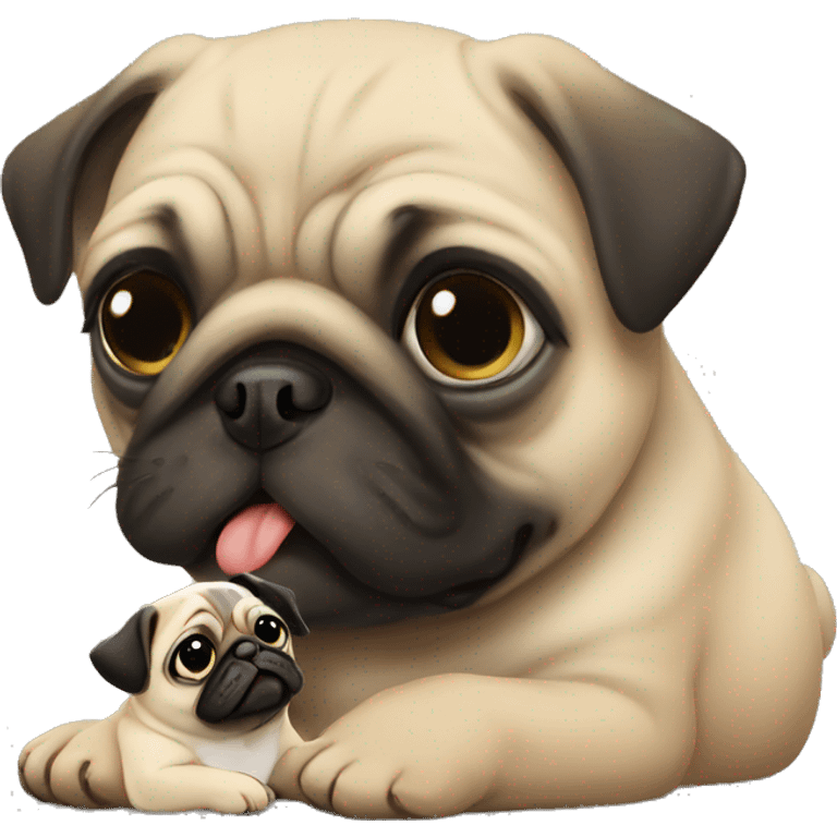 Pug kissing baby emoji