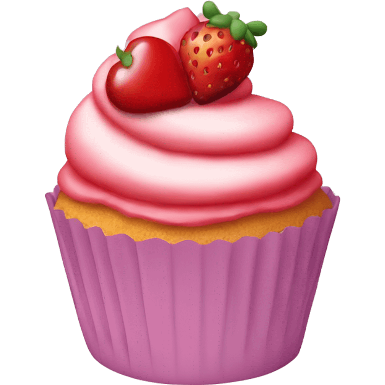 strawberry cupcake with cherry on top emoji