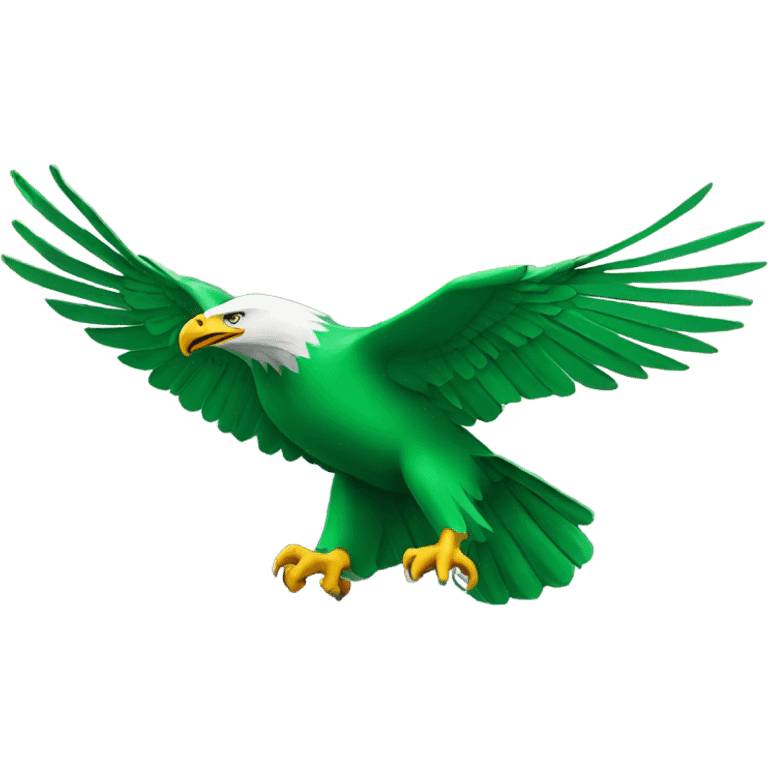 Green eagle flying into building emoji