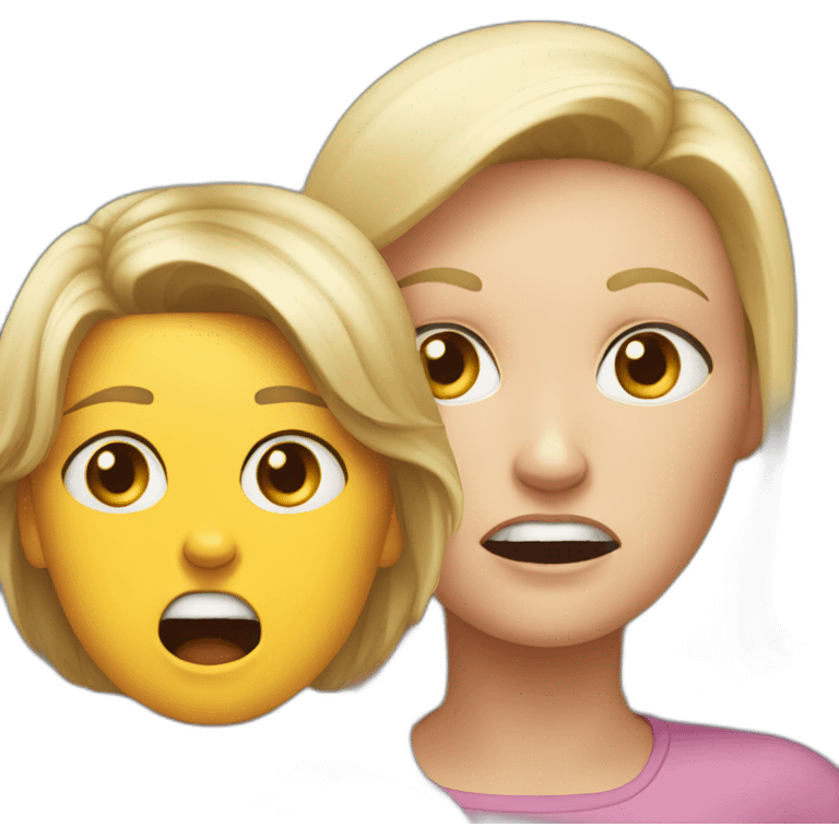 Angry white mom yells at white young daughter emoji