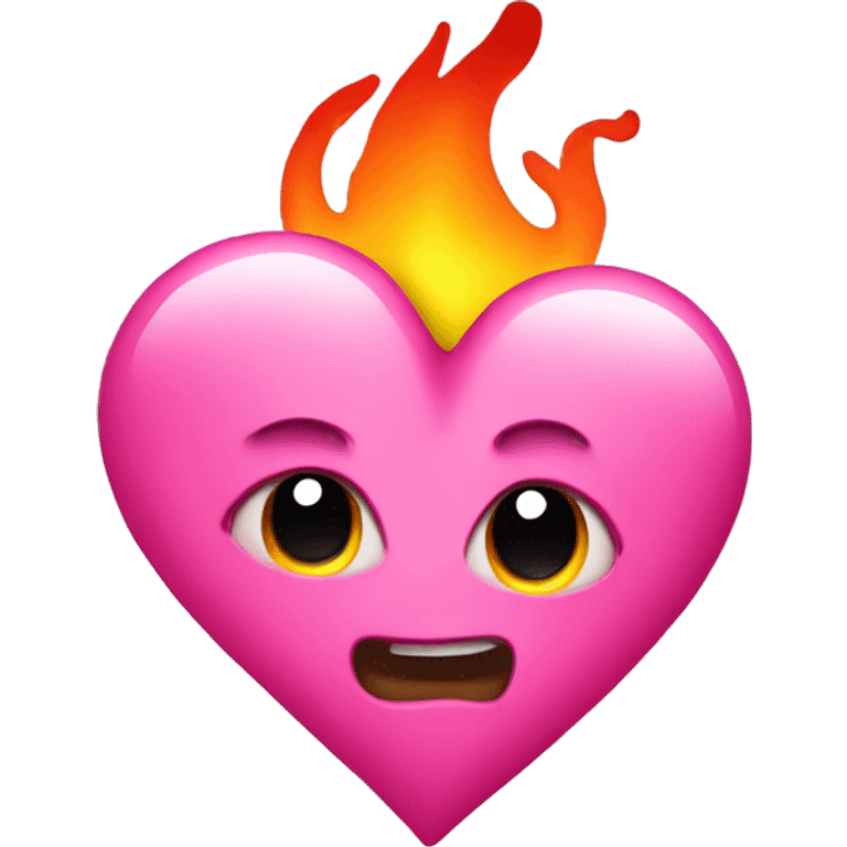 Pink heart with flames emoji