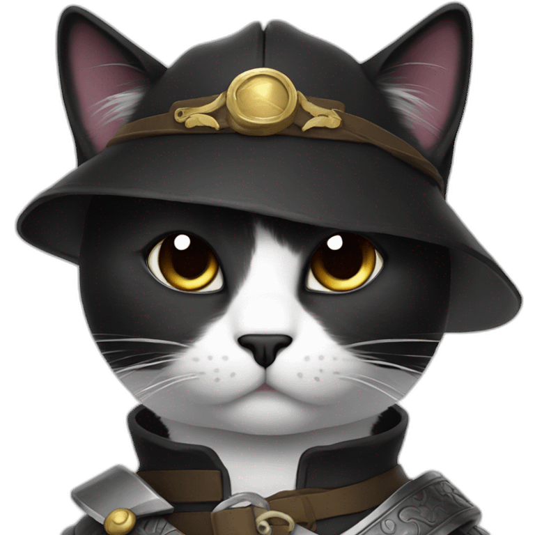 black and white cat in boots with a sword with a scar on his eye emoji